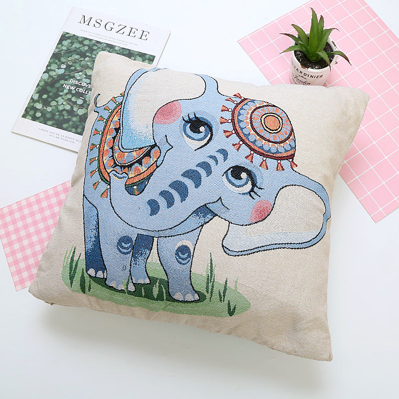 Elephant double-sided cushion cover ethnic style embroidered backrest sofa cushion pillowcase