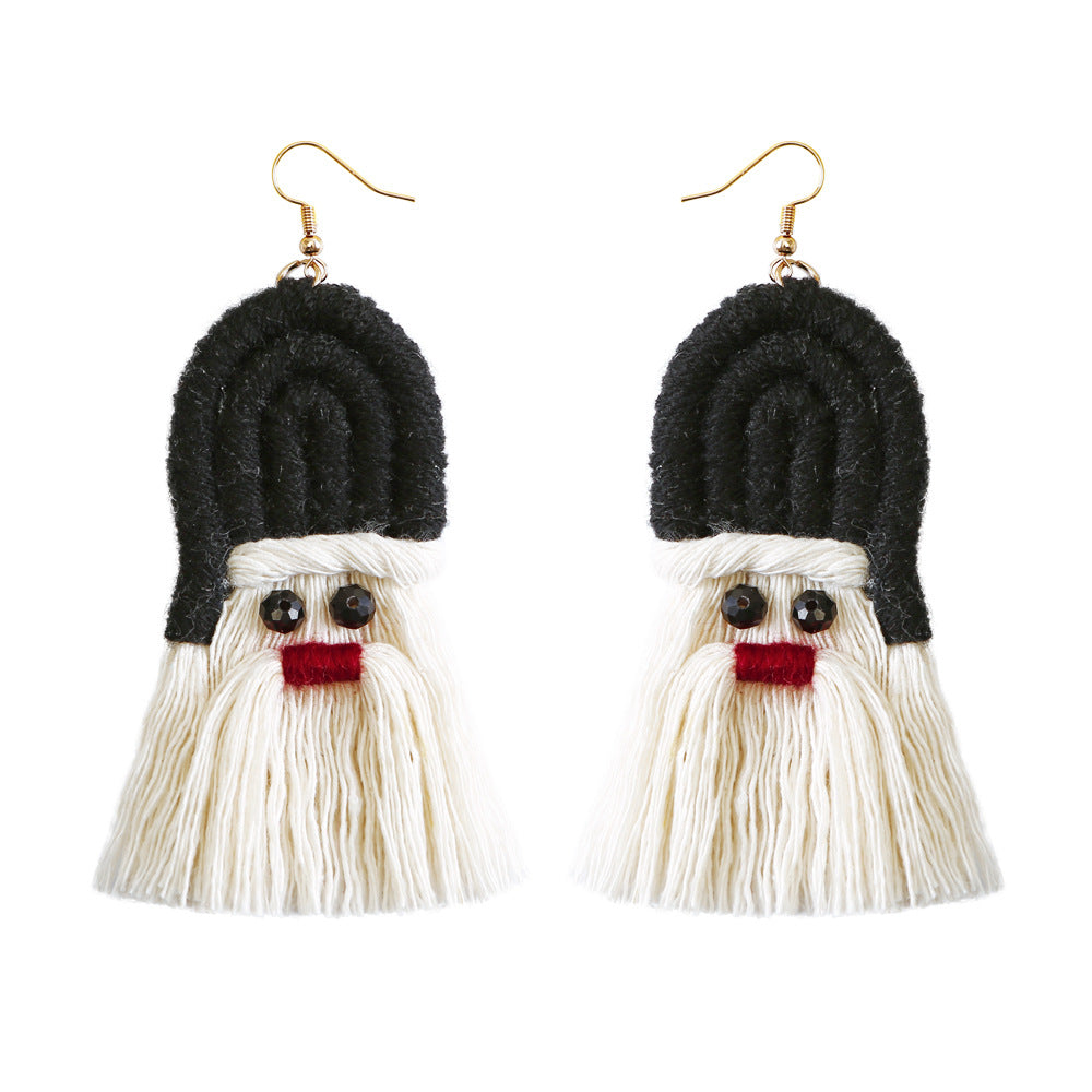 Christmas Earrings female creative cartoon christmas Bohemian tassel woven handmade earrings