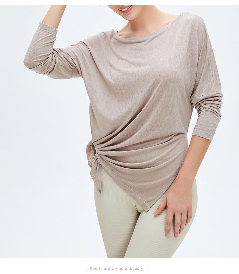 Sports blouse women's long-sleeved loose fitness top quick-drying double-sided slits to cover the meat and thin yoga clothes