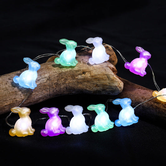 Led Bunny Easter Lights String Eggs Festival Atmosphere Decorative Lights Indoor and Outdoor Festival Background Decorative Lights