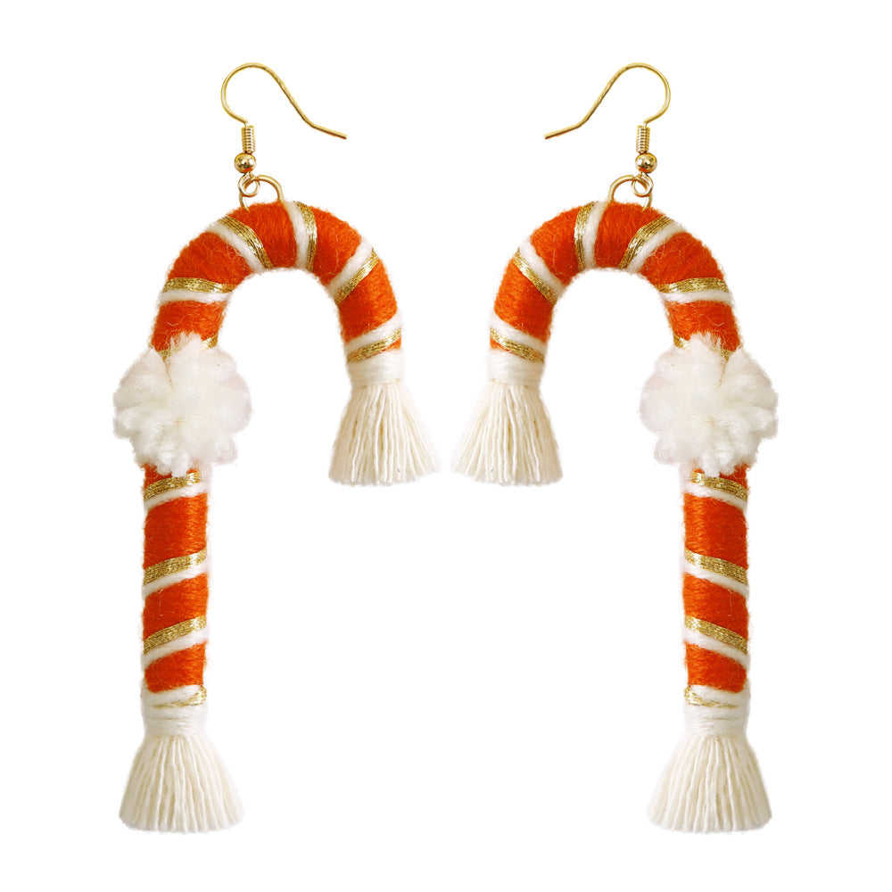 Christmas Earrings female creative cartoon christmas Bohemian tassel woven handmade earrings