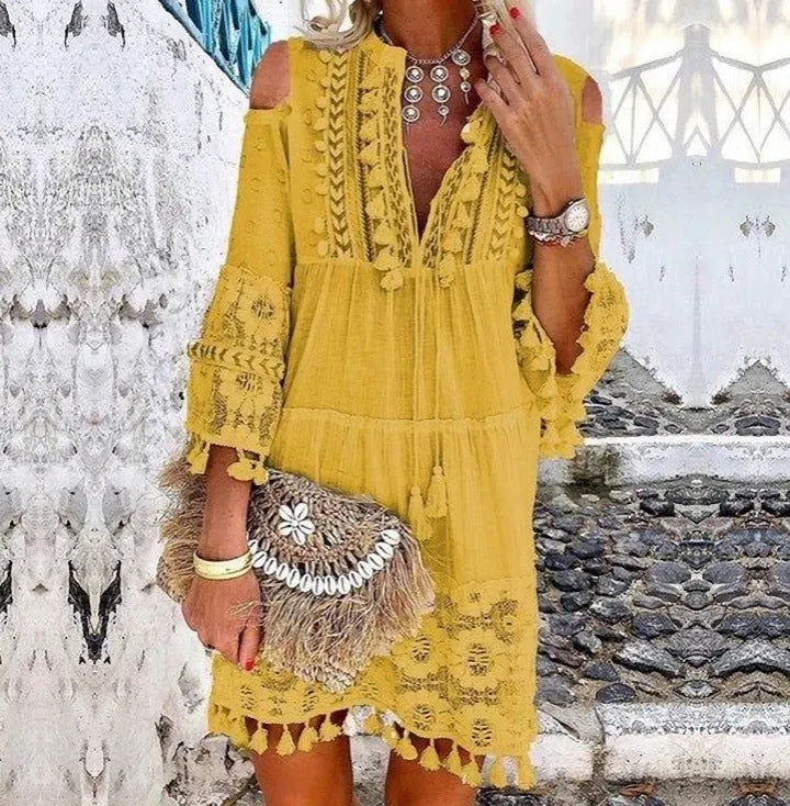 Spring and Summer New 7 Colors Boho Dress Ladies Fashion Sweet Lady Dress Plus Size S-5XL