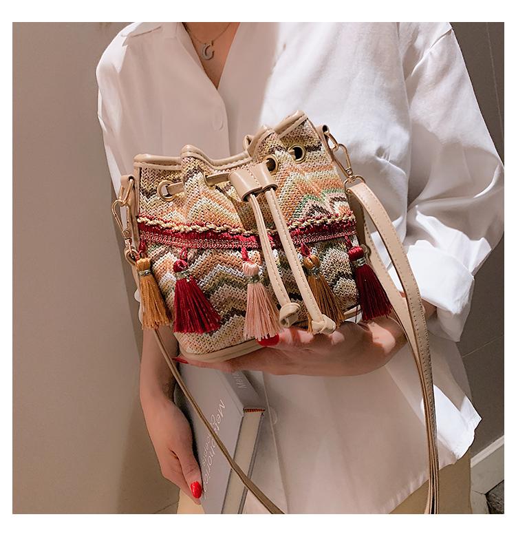 Slanting bucket fairy tassel beach bag female