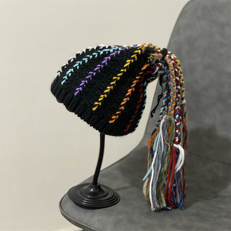 Fashion woolen hat female reggae dirty braids warm hip-hop knitted hat wig hat personality funny