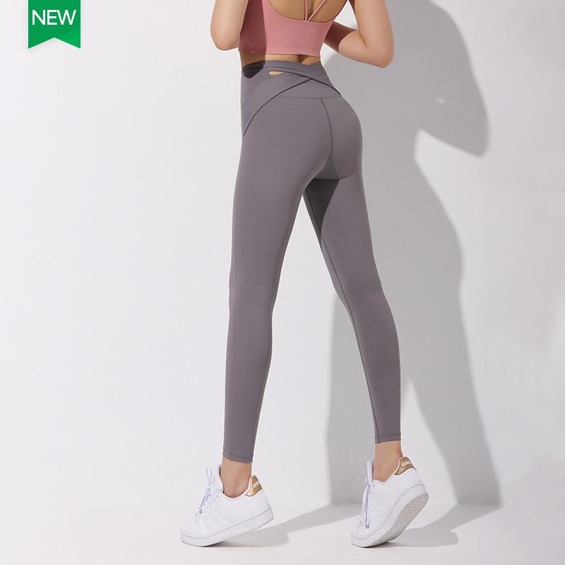 High waist yoga pants bodybuilding hip stretch fitness pants women's sports tight running quick-drying compression pants.