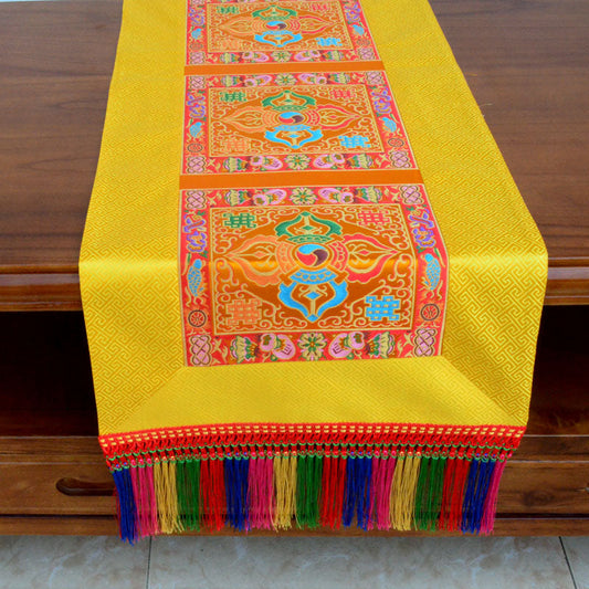 Tibetan-style folk tablecloth retro long table tea tablecloth Buddha hall decoration