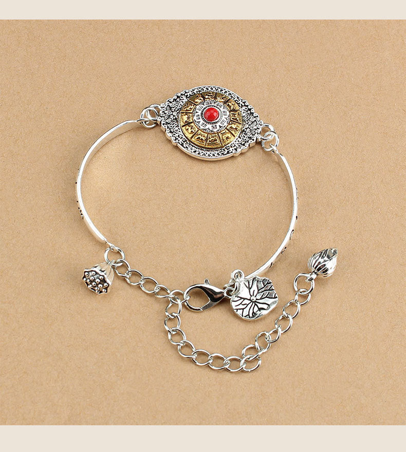 National Style The Eight Trigrams of Zodiac Sign Rotated The Six Character Mantra Bracelet