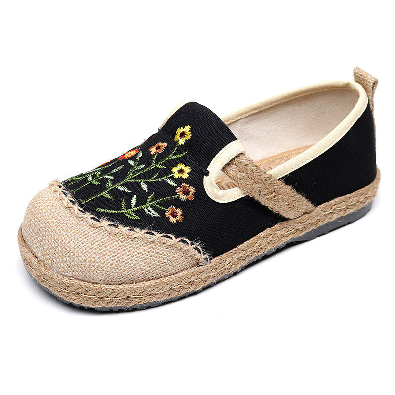 New Spring/autumn National Style Women's Shoes Small Daisy Cloth Shoes Embroidery Big Head Han Clothing Shoes