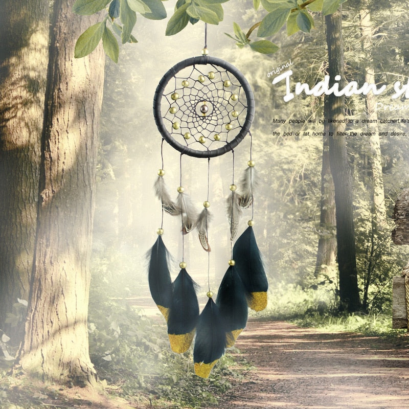 Original silver gray dream catcher 2 ring Indian feather hanging art gifts to bestie friends creative valentine's day gifts