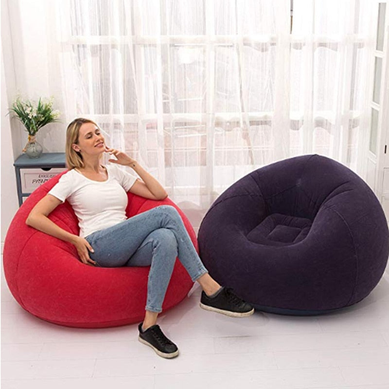 Outdoor Large Lazy Inflatable Sofa Sleeping Chair PVC Lounger Seat Bean Bag Compressible Sofa Pouf Puff Couch Tatami Living Room