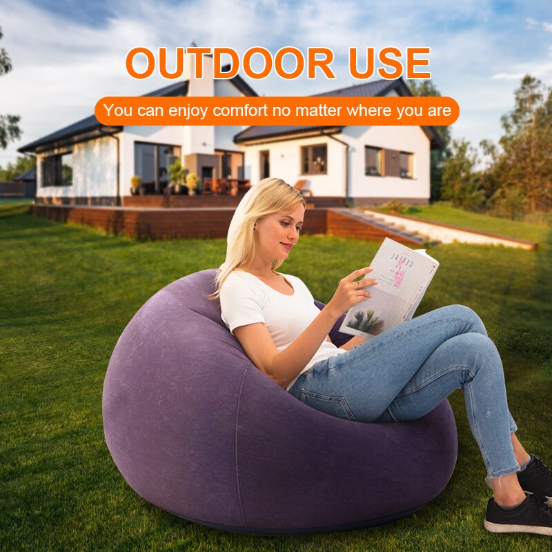 Outdoor Large Lazy Inflatable Sofa Sleeping Chair PVC Lounger Seat Bean Bag Compressible Sofa Pouf Puff Couch Tatami Living Room