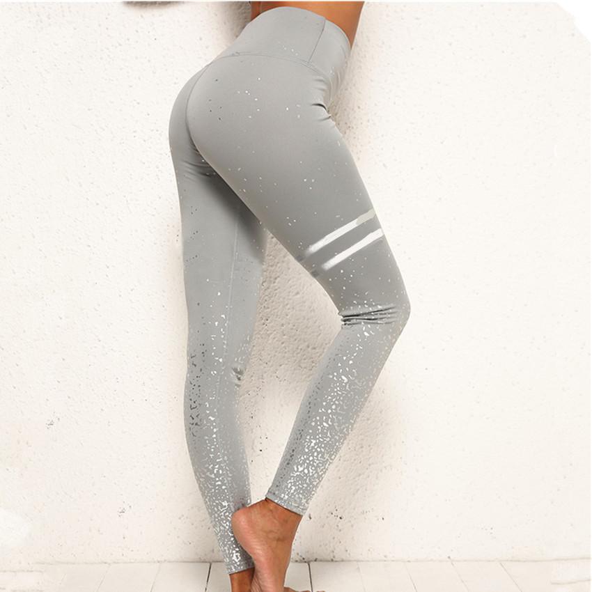 Pad Hot stamping Two Piece Suit Women Patchwork Yoga Set Sport Fitness Women Pants Leggings Push Up Yoga Pants Summer Sportswear