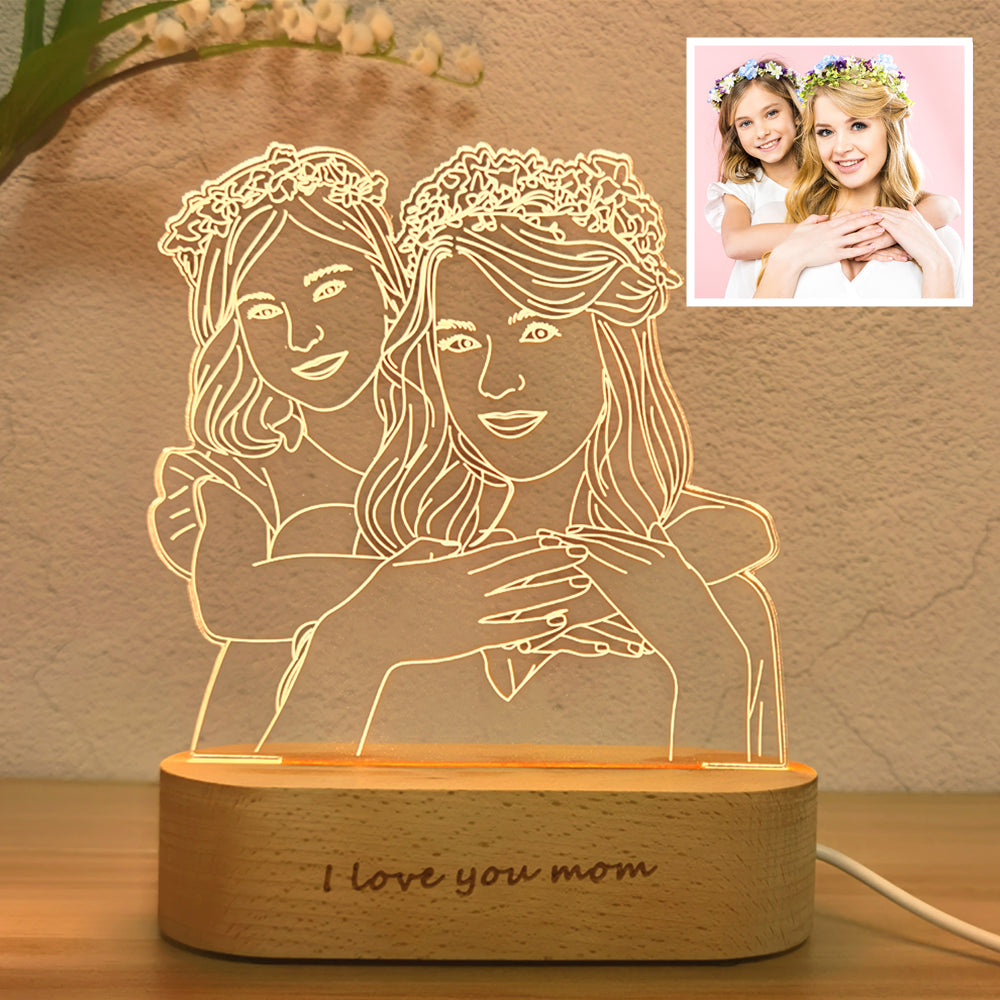 Personalized Custom Photo 3D Lamp Text Customized Bedroom Night Light Wedding Anniversary Birthday Gift