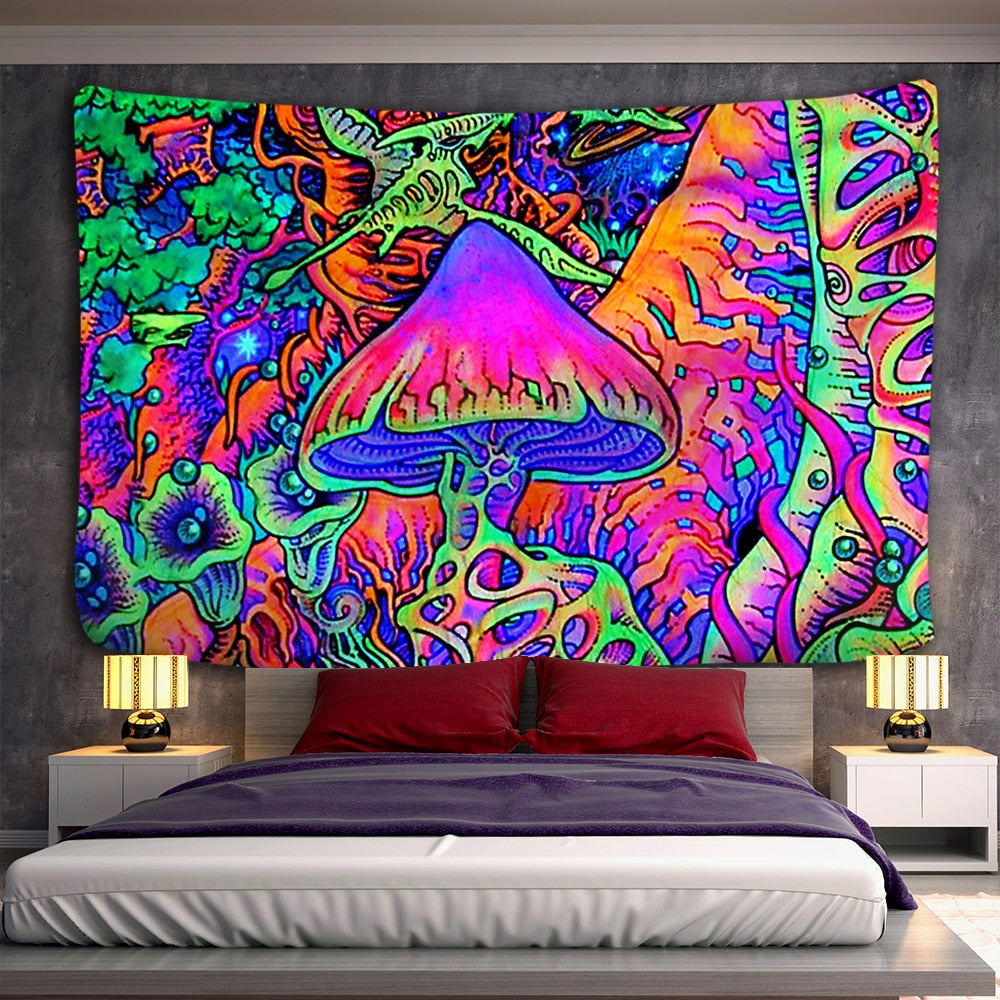 Psychedelic Mushroom Indian Mandala Tapestry Wall Hanging Bohemian Gypsy Psychedelic Tapiz Witchcraft Tapestry