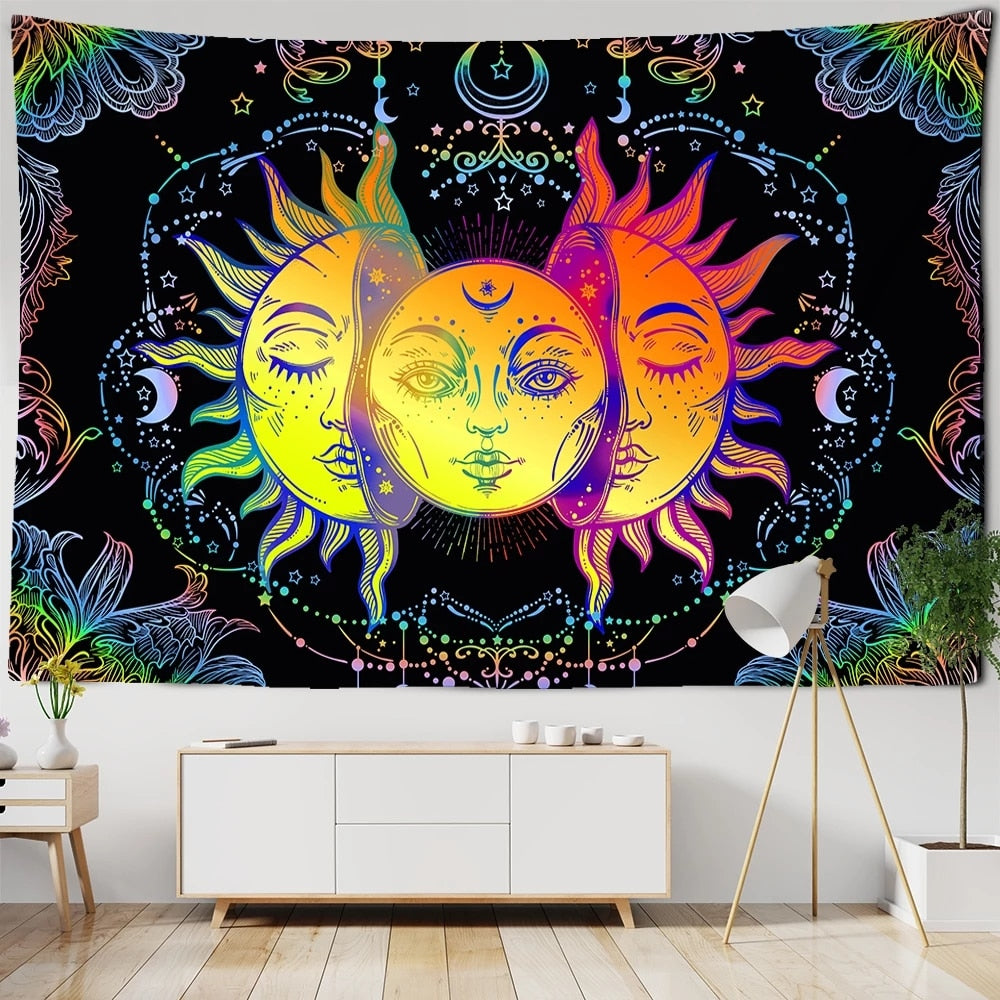 Psychedelic Tapestry Wall Hanging Bohemian Hippie Witchcraft TAPIZ Art Science Fiction Tarot Room Home Decor