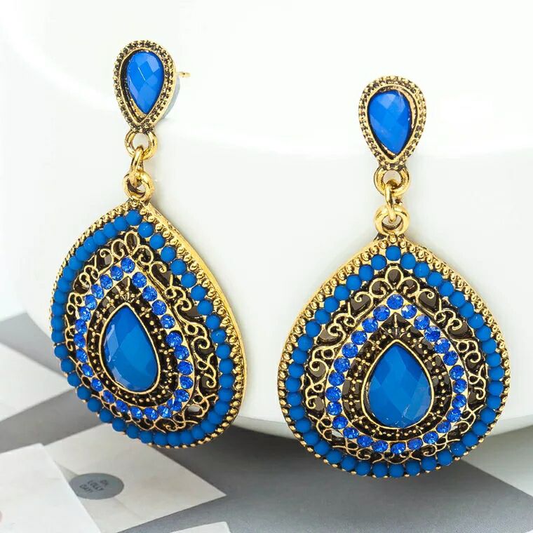 Vintage earrings fashion jewelry bohemia elegant gem rhinestone for women Xmas party