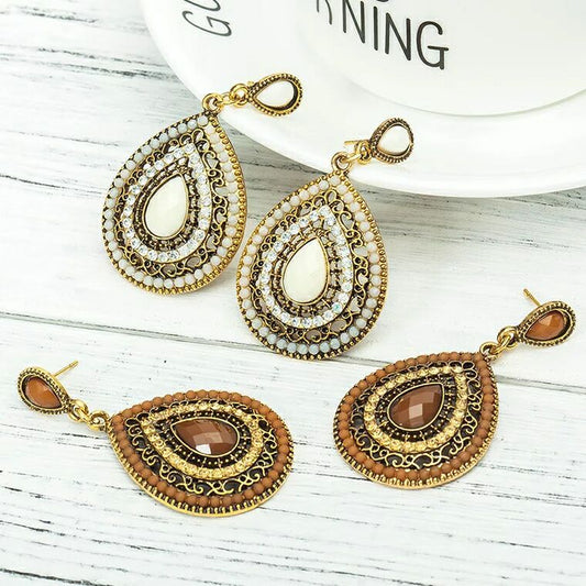 Vintage earrings fashion jewelry bohemia elegant gem rhinestone for women Xmas party