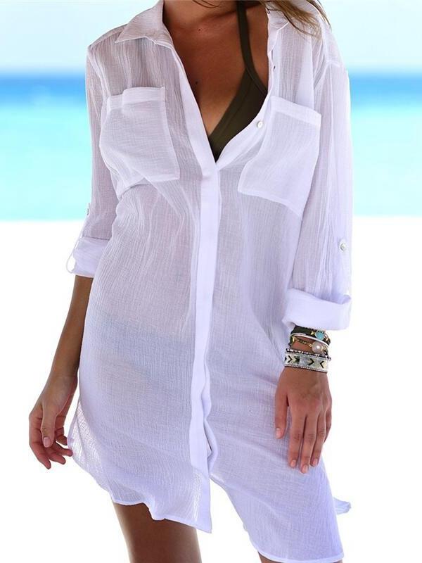 Chiffon Beach Swimwear Bikini Cover-up Bathing Suit Cover-up Tunics