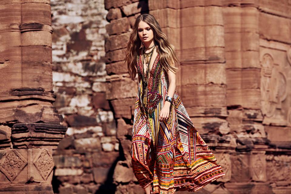 Bohemia Print V-neck Straps Maxi Dress