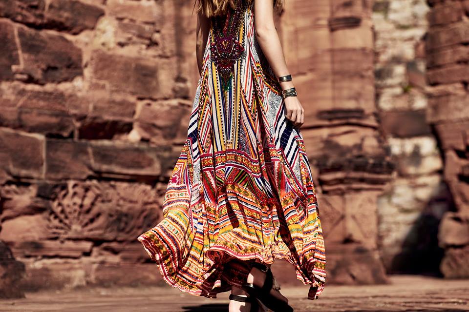 Bohemia Print V-neck Straps Maxi Dress