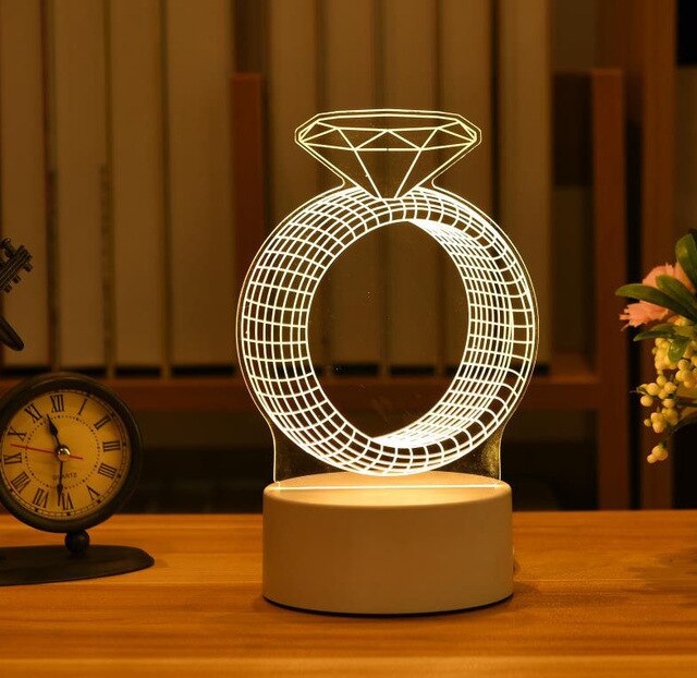 Romantic Love 3D Acrylic Led Lamp for Home Children's Night Light Table Lamp Birthday Party Decor Valentine's Day Bedside Lamp