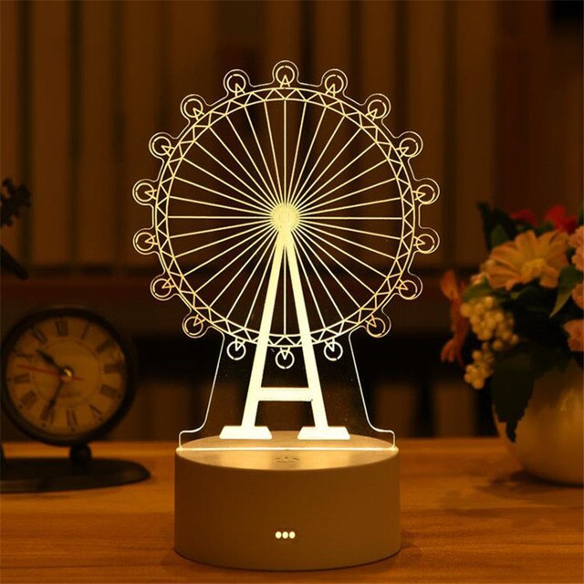 Romantic Love 3D Acrylic Led Lamp for Home Children's Night Light Table Lamp Birthday Party Decor Valentine's Day Bedside Lamp