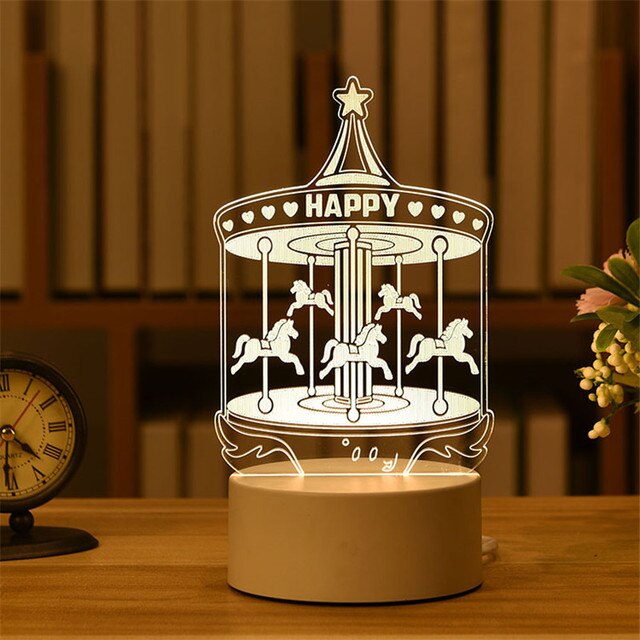 Romantic Love 3D Acrylic Led Lamp for Home Children's Night Light Table Lamp Birthday Party Decor Valentine's Day Bedside Lamp