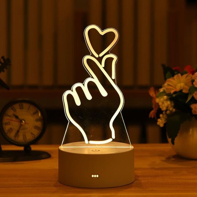 Romantic Love 3D Acrylic Led Lamp for Home Children's Night Light Table Lamp Birthday Party Decor Valentine's Day Bedside Lamp