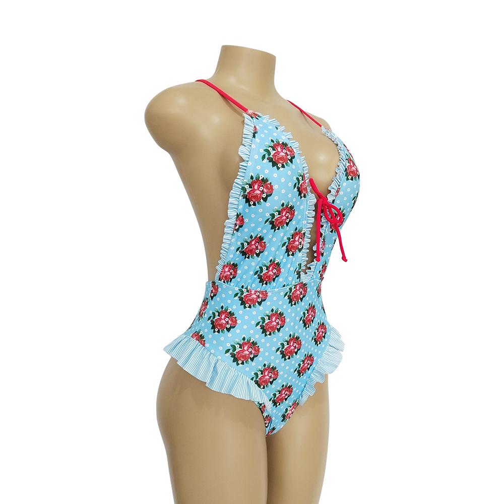 Beach Sweet Print Floral Ins Style One Piece Swimsuit