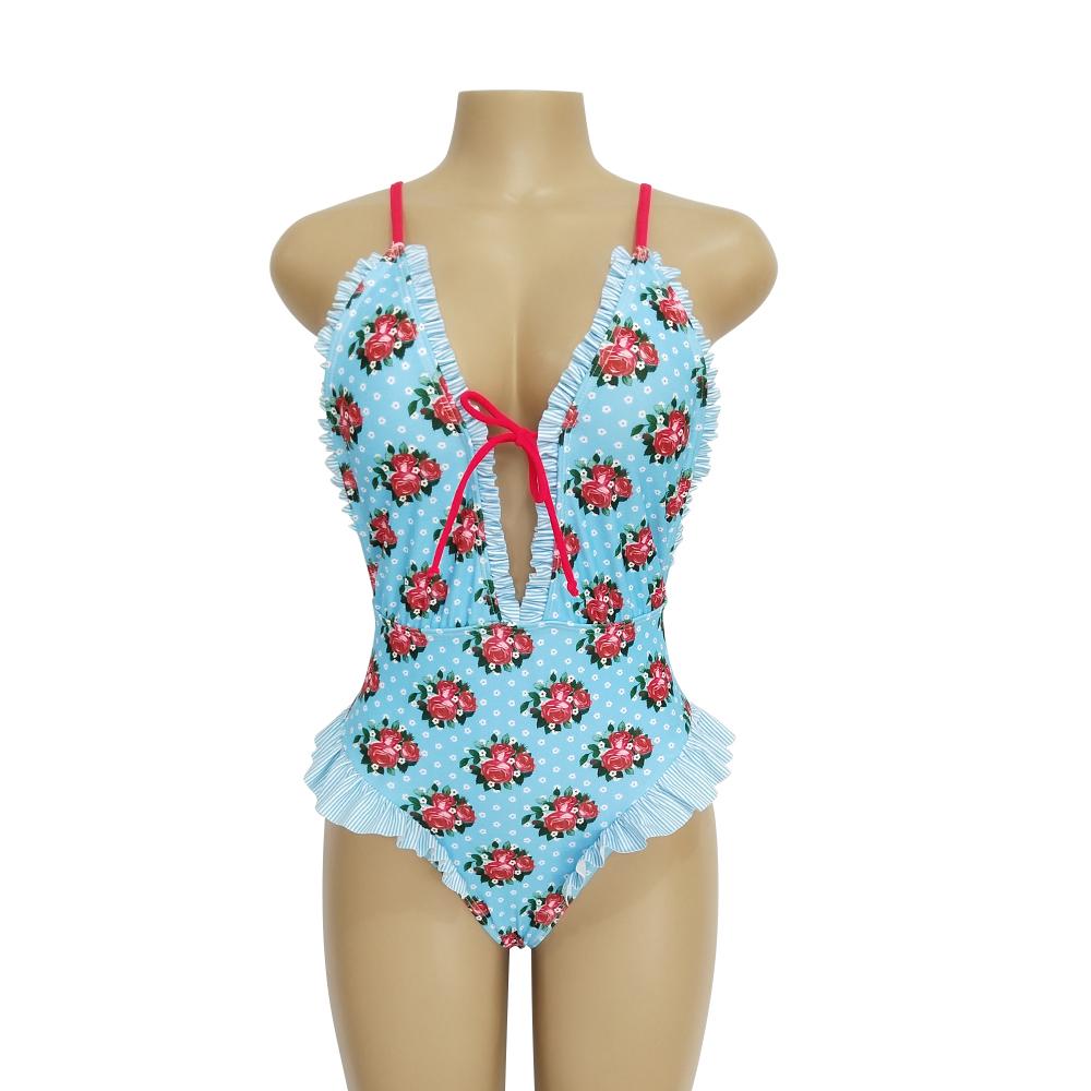 Beach Sweet Print Floral Ins Style One Piece Swimsuit