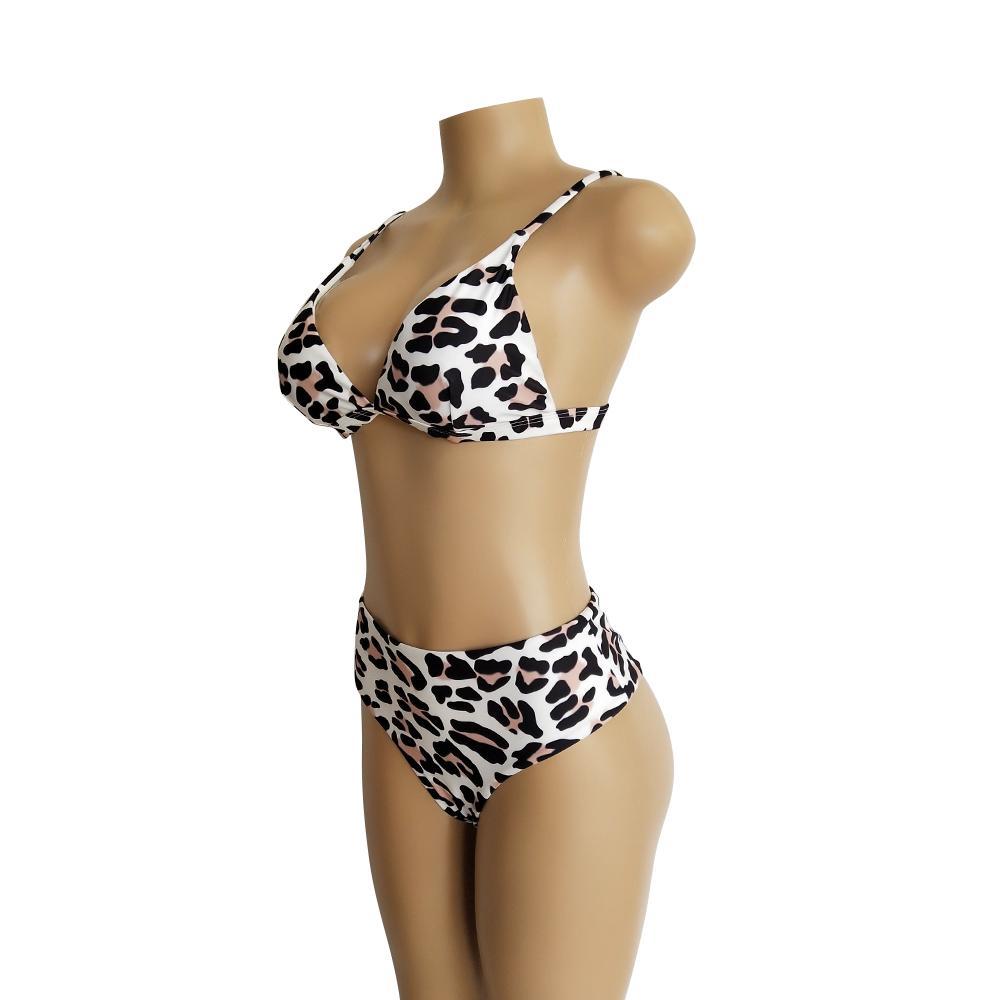 Two Colors Leopard High Waist Ladies Bikini Two-piece