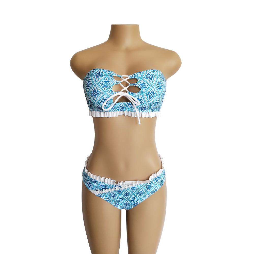 Sexy Lace Bandage Print Bikini Set