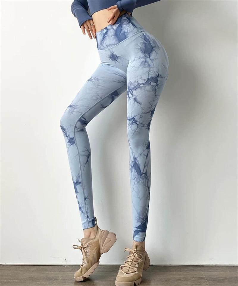 Seamless Yoga Leggings Women Tie Dye Sports Pants High Waisted Yoga Pants Seamless Leggings  Joggers Women