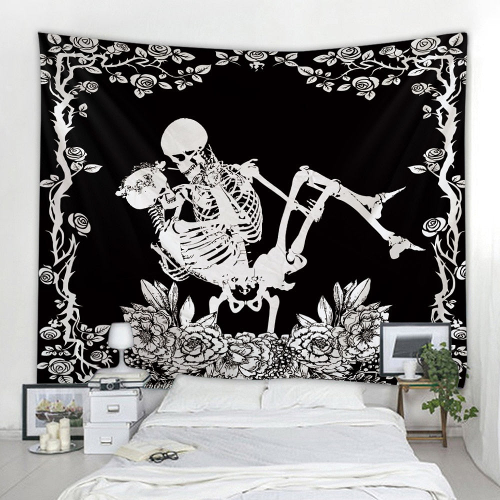 Simple Skull printing big wall mounted cheap hippie wall hanging bohemian wall tapestry mandala wall art decoration