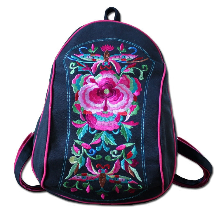 New National Style Embroidered backpack retro embroidered fashionable women's bag travel backpack canvas schoolbag