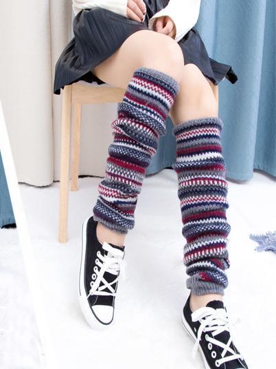 Warm Stripe Over Knee-high Stocking