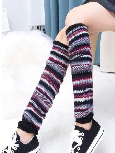 Warm Stripe Over Knee-high Stocking