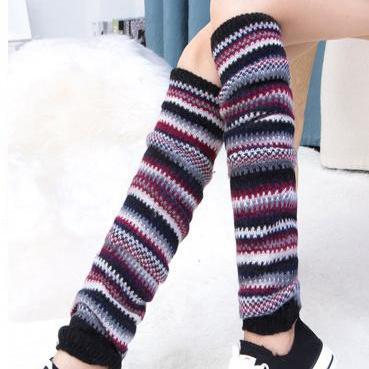 Warm Stripe Over Knee-high Stocking