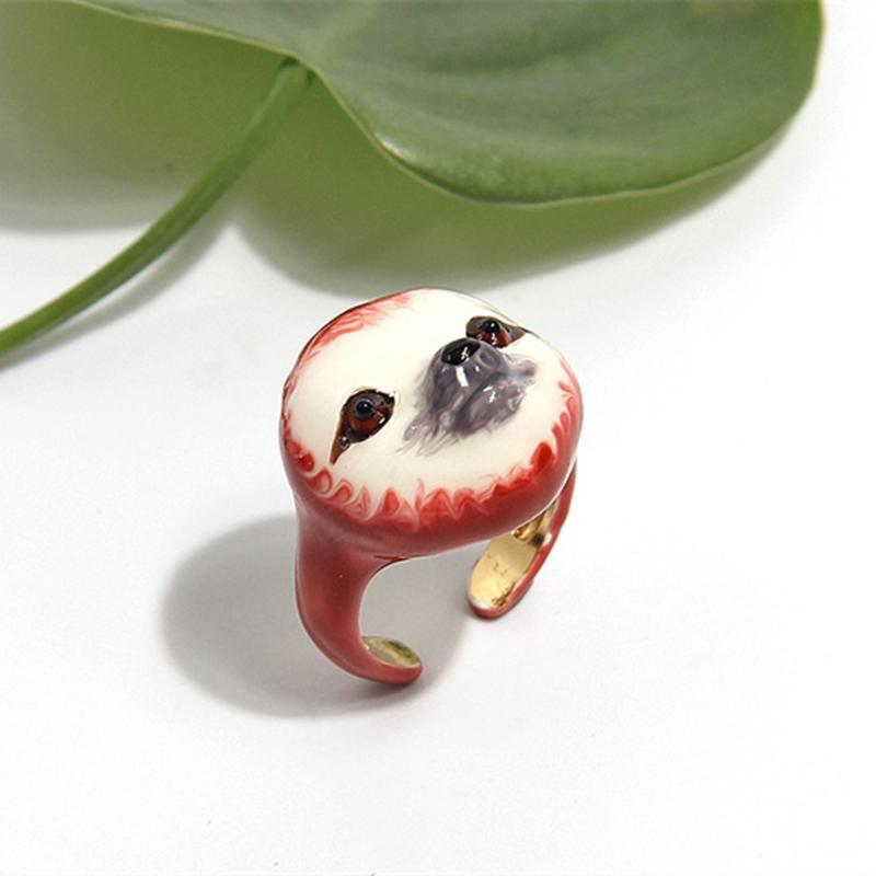 Colorful Sloth Design 3 Pieces Enamel Rings Sets