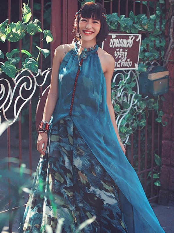 2018 Bohemia Sleeveless Printed Maxi Dress