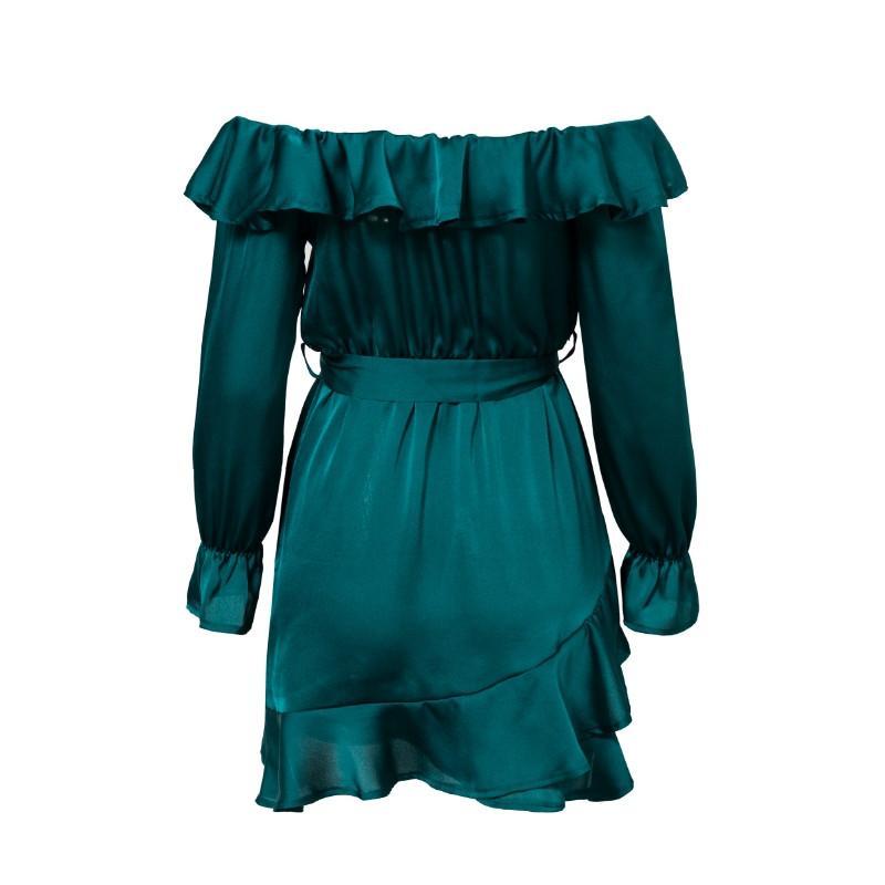 Elegant Off-the-shoulder Belted Slim Sexy Dress