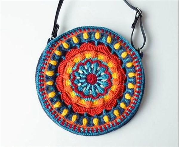 Handmade Hook flower Folk Style Cross Shoulder Bag