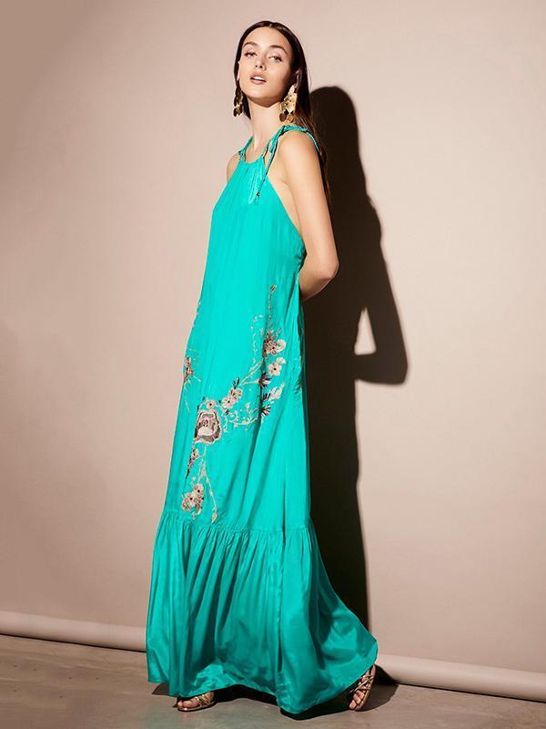 Emboridered Halter-neck Bohemia Dress