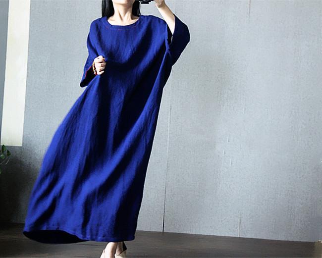 Solid Color Loose Casual Maxi Dress