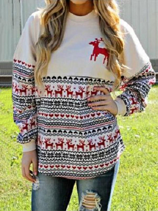 Fashion Printed Round Neck Sweatshirts Tops