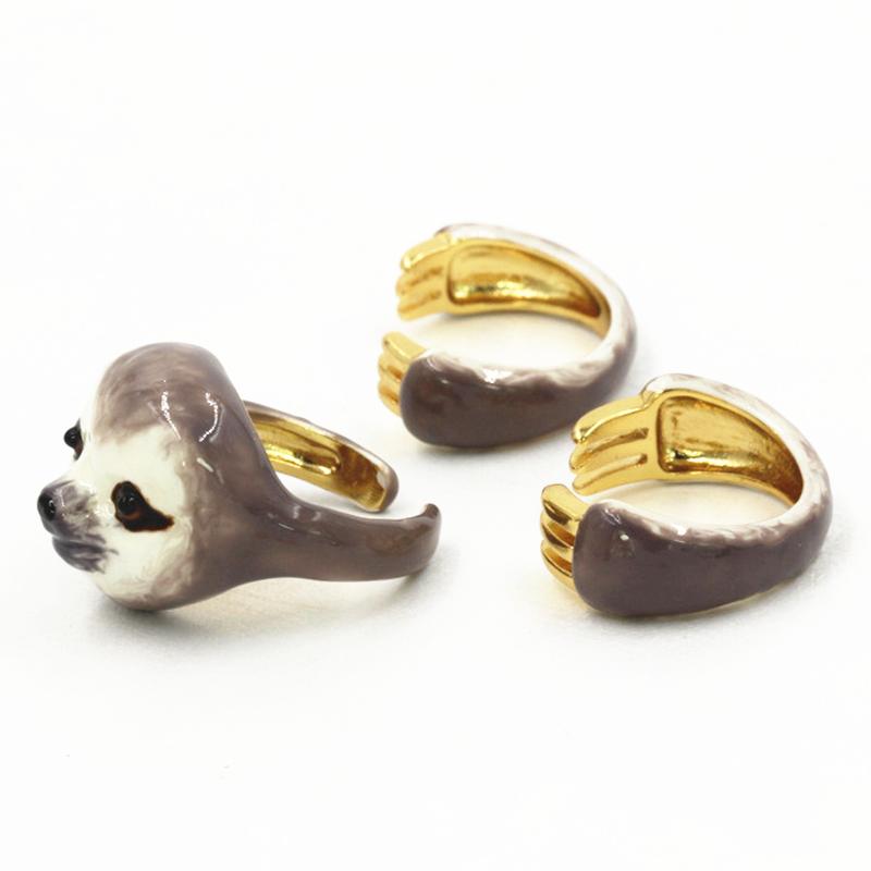 Colorful Sloth Design 3 Pieces Enamel Rings Sets