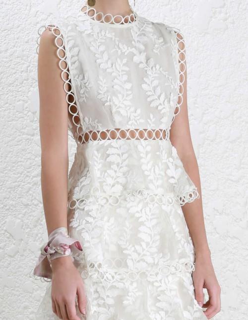 Summer White Lace Embroidery Sleeveless Long Tutu Dress