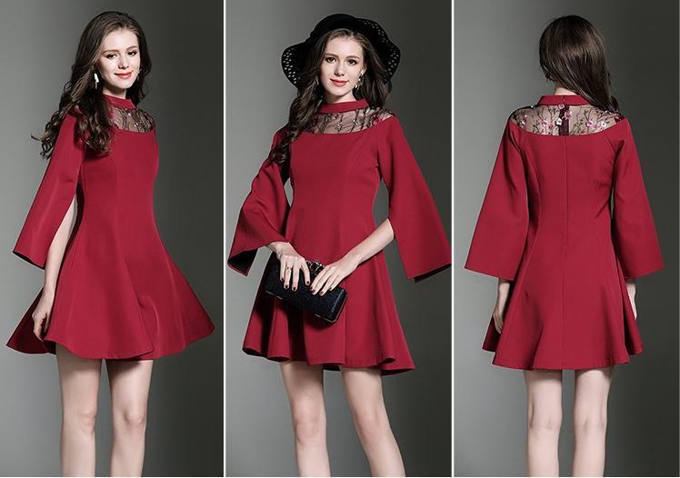 Autumn Ladies Sweet Slim Slimming Long-Sleeved Mini Dress