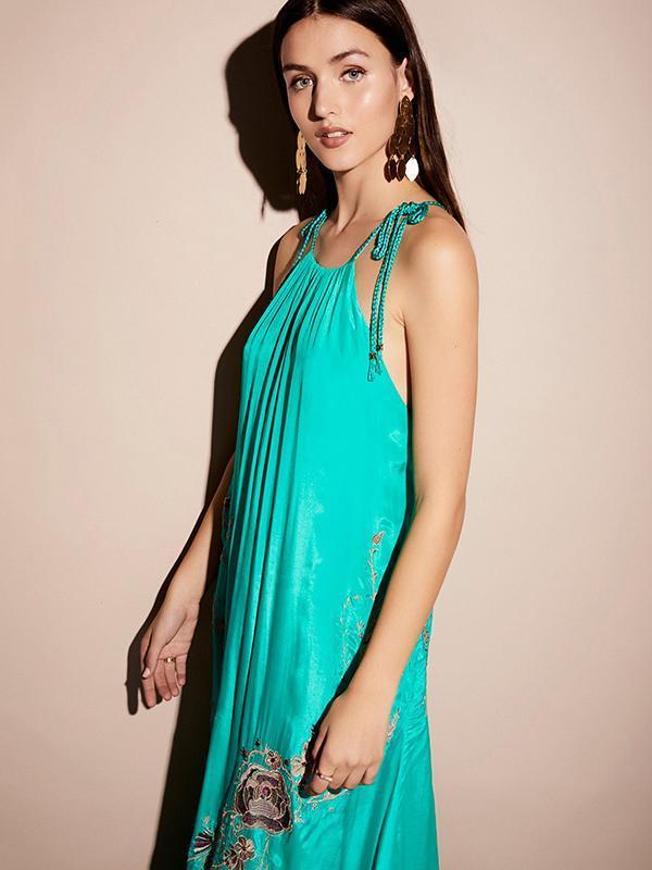 Emboridered Halter-neck Bohemia Dress