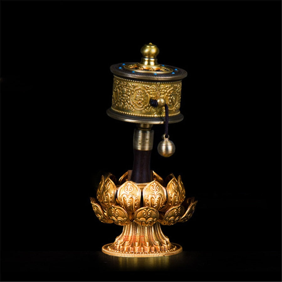 Tibetan Special Crafts Wholesale Hand-cranked Prayer Wheel Buddhist Talisman Ornaments Pure Copper Prayer Wheel